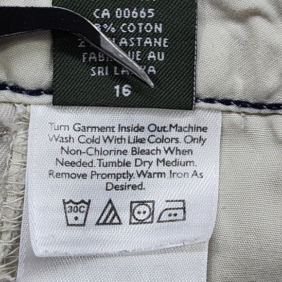 Eddie Bauer Pants Womens 16 Beige Blakely Wide Leg Chino Stretch Cotton Casual - Picture 8 of 14